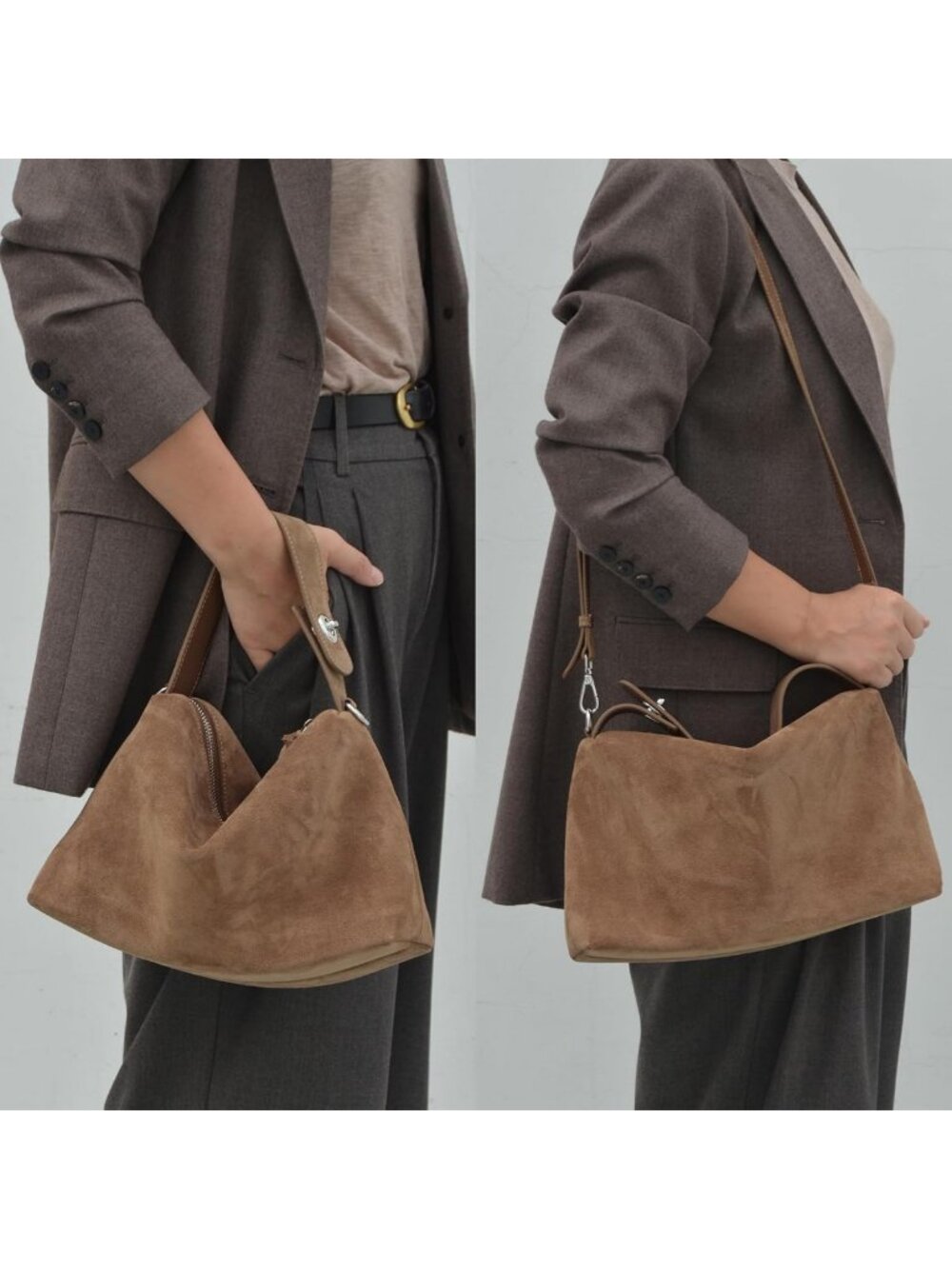 Chic Suede Leather Crossbody & Tote Handbag for Women - Stylish & Versatile - Picture 2 of 7